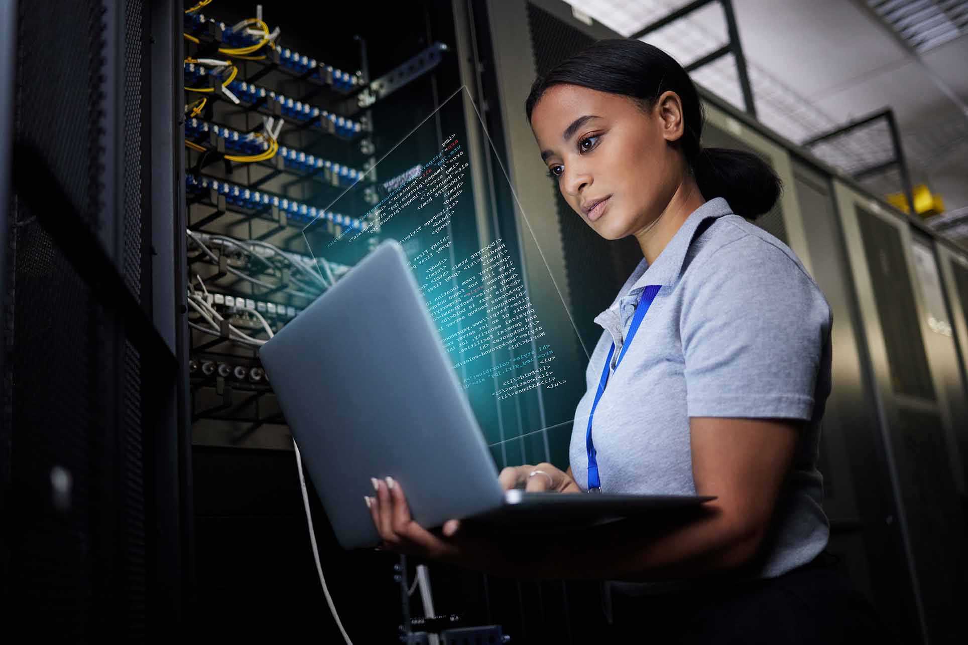 A CDS specialist reviewing a network security assessment on screen